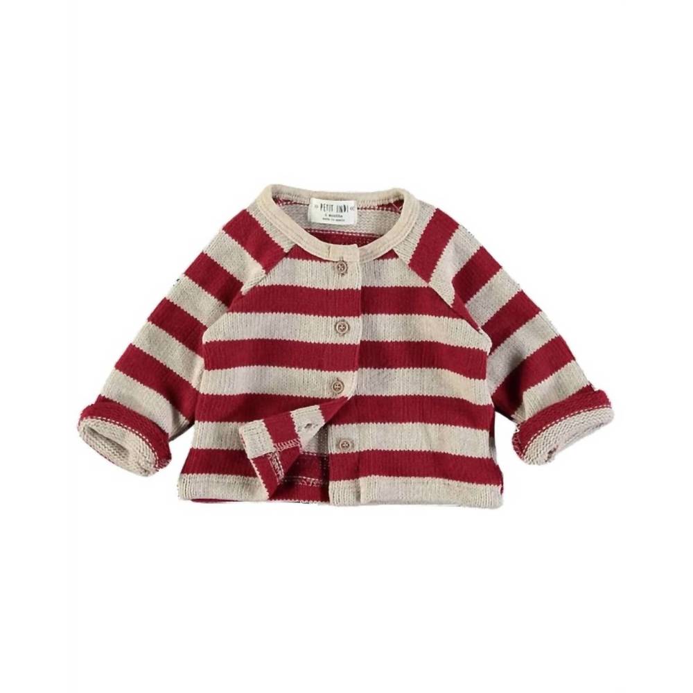 NEW PETIT INDI girls striped button down jacket in red multi